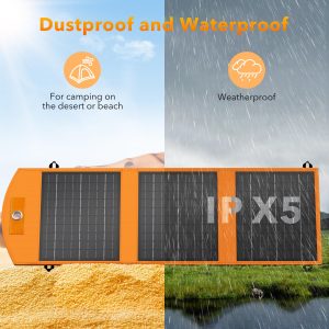 SOLUPUP Solar Panels 30W Portable Foldable Solar Charger with 5V USB-A and USB-C Fast Charging Compatible with iPhone, iPad, Samsung, Power Banks, IPX5 Waterproof Perfect for Camping, Hiking, Outdoor