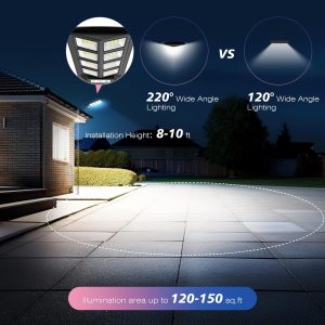 WYWNA Solar Lights Outdoor, 6000K LED Solar Lights Outdoor Waterproof, Solar Flood Lights Outdoor with Motion Sensor and Remote Control, Solar Street Light Dusk to Dawn 2-Pack
