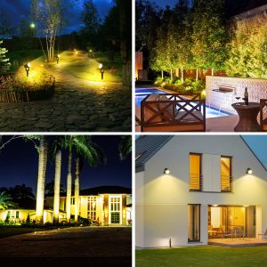 T-SUNUS Halloween Solar Landscape Spotlights, Garden Spot Light IP65 Waterproof 9.8ft Cable, 2000mAh Separated Panel, Auto On/Off for Christmas Tree Flag Driveway Pathway Pool Area Warm White 3000K