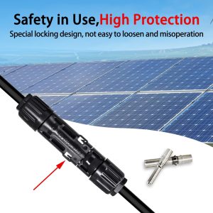 8AWG Solar Panel Connectors IP68 Waterproof 1500V 70A Solid Tinned Copper Terminal Black 5 Pairs for Solar PV Cable(10mm²)