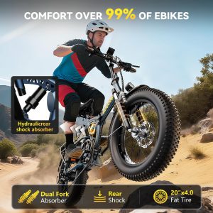 Kebiko 1000W Folding Electric Bike,48V 20AH Removable Battery E Bike,30+MPH,80 Miles Max Range Electric Bike for Adults,20" Fat Tire Foldable ebike,Adult Electric Bicycle for Commute Beach Snow