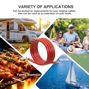 EYPDARL 4 AWG Copper-clad Aluminum Inverter/Battery/Jumper Cables with 5/16" Lugs Set for Automotive RV Car Motorcycle Truck Positive and negetive 4 Gauge Battery Wire- 5FT