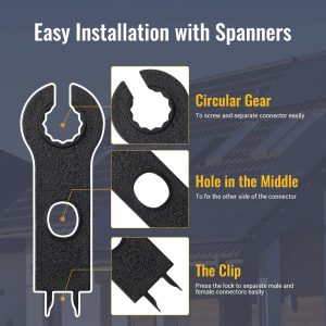 BougeRV 44 PCS Solar Connectors Solar Panel Cable Connector Kit with Spanners - IP68 Waterproof 22 Pairs Male/Female (8AWG)