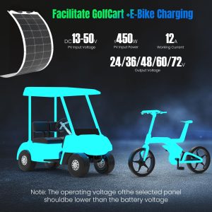 12A Boost MPPT Solar Charge Controller Solar Panel Regulator for24V/36V/48V/60V/72V Lead-Acid, LiFePO4, Gel, Flooded Batteries etc in Golf Cart,eBike,Club Car, Scooterand Solar System