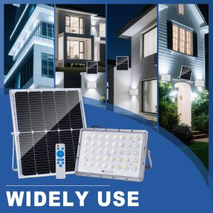 100W LED Solar Flood Lights, 5000mah 8000K Street Flood Light Outdoor IP66 Waterproof with Remote Control Security Lighting for Parking Lot, Yard, Garden, Swimming Pool, Pathway