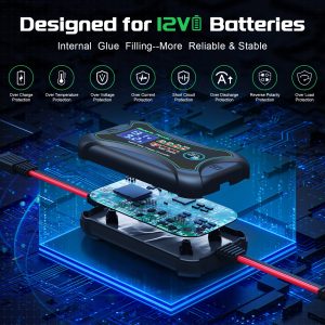 10Amp 12 Volt MPPT Solar Charge Controller, Bateria Power Intelligent Portable Solar Panel Controller, Max PV 150W 30Voc Solar Regulator for Gel AGM Lead-Acid, Lithium LiFePO4 Battery (SunRock 10)