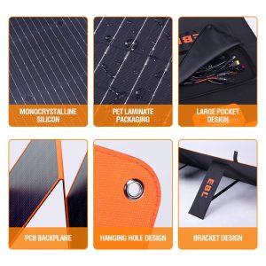 EBL 200W Portable Solar Panel for Power Station, Waterproof IP65 Foldable Solar Panel with MC-4 Anderson Output Connector for RV, Camping, Blackout