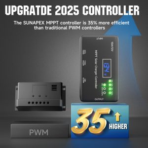 MPPT Solar Charge Controller 12V 10A, Solar Panel Charge Controller with Type-C and USB Output for Solar Panel and Gel, AGM, LiFePO₄ Battery