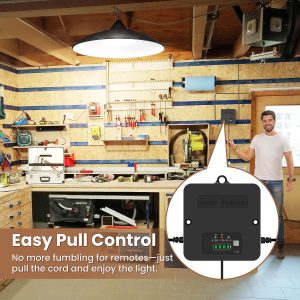 APILAB Solar Shed Light Indoor Outdoor, 2000LM Daytime Available Pendant Light with Pull String, Dusk to Dawn, 3 Lighting Modes Solar Lights Indoor, IP65 Waterproof for Barn, Gazebo, Shop, Garage