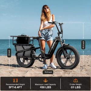 TST Electric Bike for Adults, 1500W Peak Motor Ebike with 48V 15Ah Removable Battery 28 MPH 60 Miles Fat Tire Cargo E Bike, Rear Rack, Basket, 7 Speed, Step-Thru Electric Bicycle