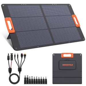 SOKIOVOLA N-Type 16BB 100W Portable Solar Panel for EF/Jackery/Bluetti/Anker Power Station,ETFE Foldable Solar Panel Charger 25% High Efficiency USB-A & QC3.0 Output IP68 for Blackout Camping RV