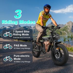 Electric Bike, Dirt Bike for Teens Adults, Electric Motorcycle, 37MPH Hydraulic Brakes 20x4 Fat Tire EBike Fit Age 13+ (1500W Peak Motor 48V 26AH Battery)