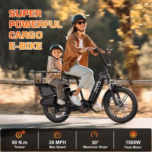 TST Electric Bike for Adults, 1500W Peak Motor Ebike with 48V 15Ah Removable Battery 28 MPH 60 Miles Fat Tire Cargo E Bike, Rear Rack, Basket, 7 Speed, Step-Thru Electric Bicycle