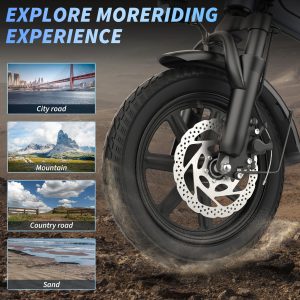 Qlaway 14 Inch Ebike 500W Folding Electric Bike 48V 10.4AH Battery Range 38 Miles Maximum Speed 22 MPH City Commuter Bicycle