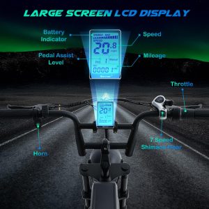 Narrak Electric Bike for Adults,1100W Peak Motor 16"x 4.0 Fat Tires 28MPH E-Bike, 48V Removable Battery Dirt Bike, Dual Suspension & Brakes Motorcycle, 7-Speed, All Terrain for Mountains, Snow (Black)