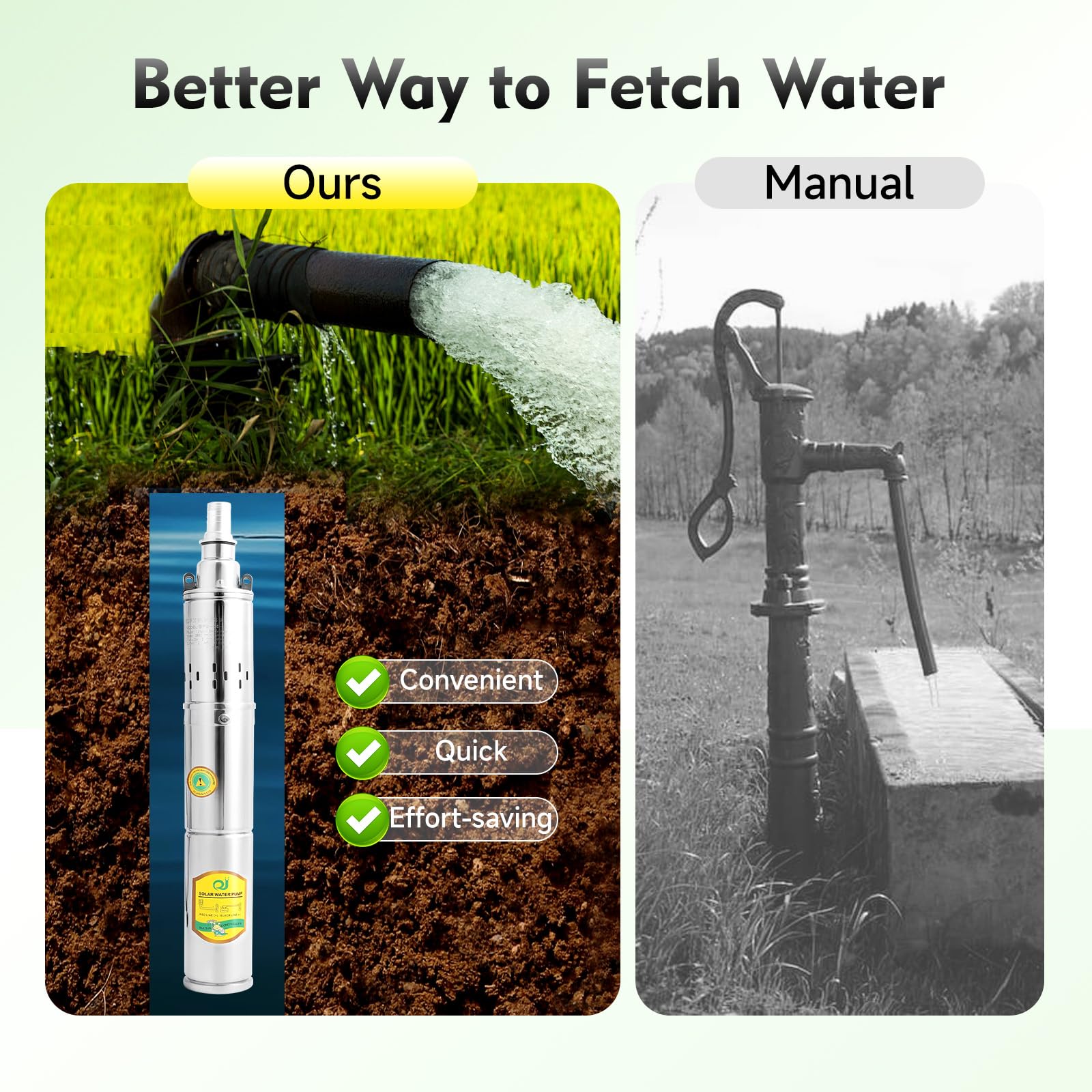 Solar Water Pump Deep Well, DC 24V 370W Stainless Steel Screw Pump 213ft Lift 2850 RPM Flow Deep Well Submersible Solar Water Pump Farm Ranch Irrigation Pump Kit - Image 4