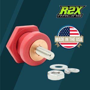 Thru Panel Battery Cable Bulkhead Connectors with Copper Core 3/8" Terminal Post, Red and Black