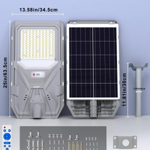 JAYNLT X-8500W Solar Street Lights,6500K Commercial Parking Lot Light Dusk to Dawn Dusk to Dawn,IP68 Waterproof Flood Security Street Lights Motion Sensor for Yard,Street