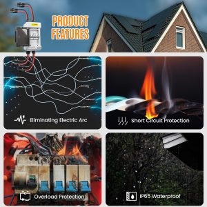 Pjerjzn Solar Panels Disconnect Switch 40A 400VDC PV Shut Off Switch Outdoor 2 String Circuit Breaker Box IP66 Waterproof UV-Proof