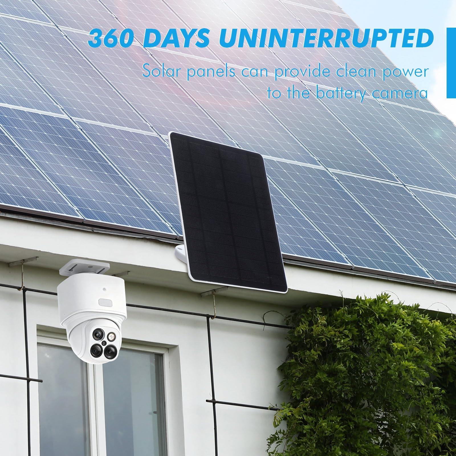 Copkim 6 Set Solar Panel for Security Camera - IP65 Waterproof 4.5W Solar Panels with 9.8ft Charging Cable & Adjustable Wall Mount - Image 6