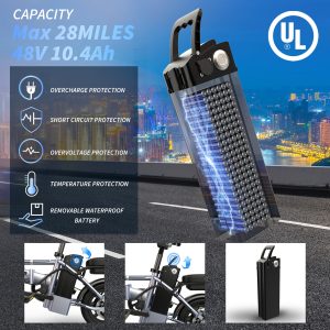 Qlaway 14 Inch Ebike 500W Folding Electric Bike 48V 10.4AH Battery Range 38 Miles Maximum Speed 22 MPH City Commuter Bicycle