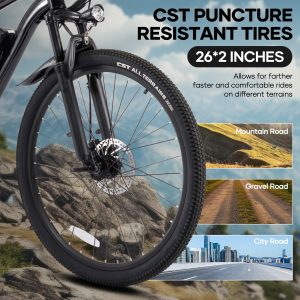 Electric Mountain Bike 26" for Adults, 350W Commuter Electric Bikes 48V 20mph with Front Suspension Fork and Dual Disk Brakes for Mountain Beach Snow