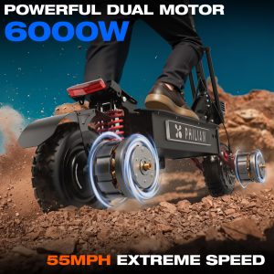 PHILIAM Adult Electric Scooter 6000W Dual Motor up to 55MPH Speed & Range to 70 Miles, E Scooter with 60V 38Ah Battery, 11" All Terrain Fat tires, Full Suspensions & Foldable Off Road Electric Scooter