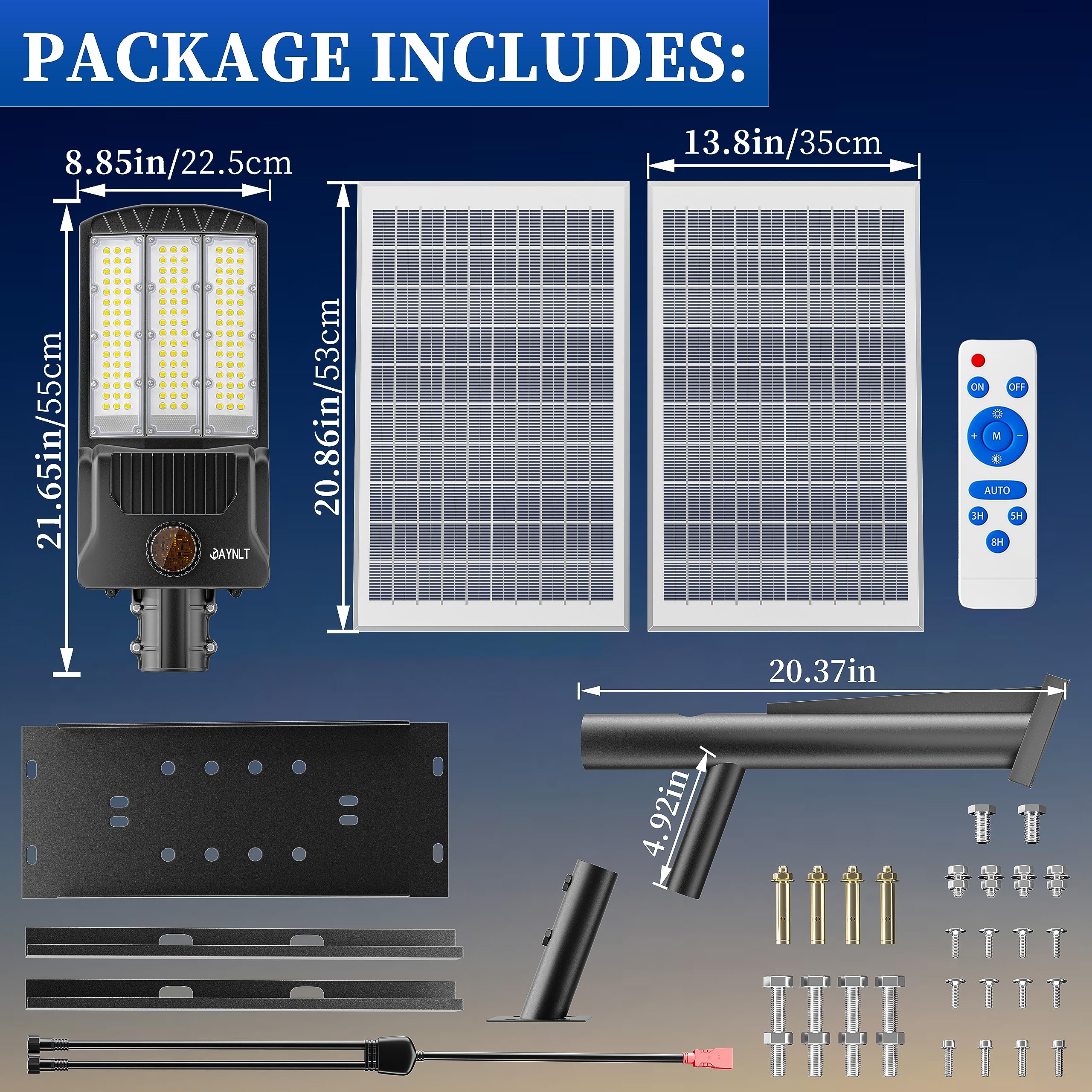 JAYNLT Y-9800W Solar Street Lights Outdoor, 750000LM 6500K High Powered Commercial Parking Lot Lights Dusk to Dawn, Waterproof Solar Security Flood Lamps with Remote for Driveways, Basketball Courts - Image 3