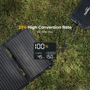 BougeRV 50W Fiberglass Portable Solar Panel, Foldable Solar Cell Solar Charger with USB Outputs for Phones, Compatible with BougeRV 277Wh/173Wh/JuiceGo 240Wh Power Station, for Camping, Hiking