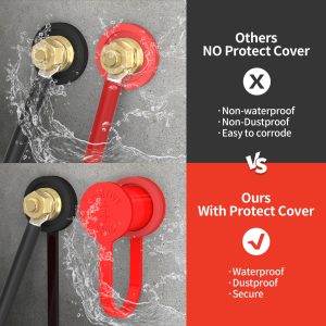 Joinfworld Thru Panel Battery Bulkhead Connectors 3/8" Stud with Copper Core 250A Battery Charging Jump Post Kit with Cover for Automotive Marine Auto RV Truck Can-am