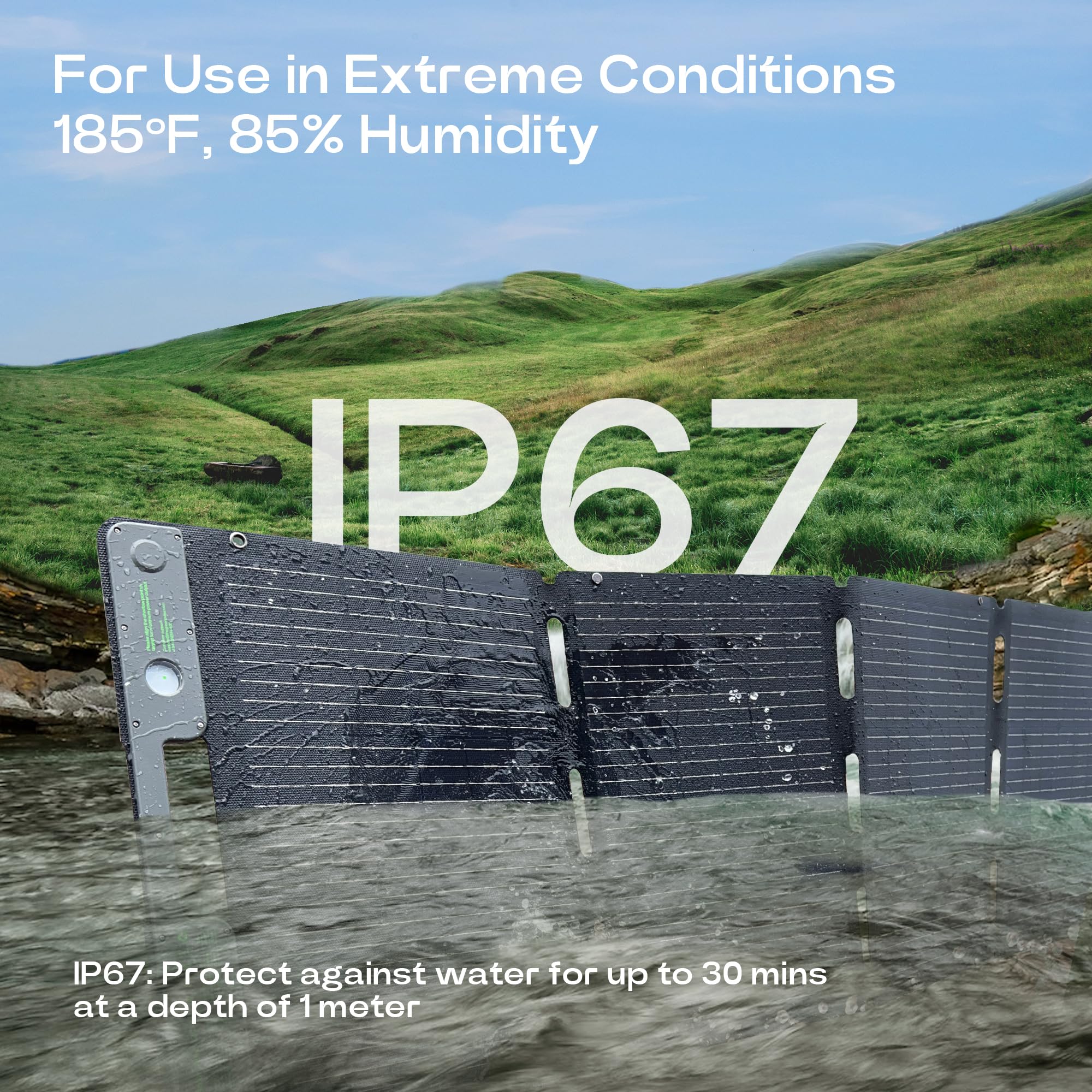 ACACIA 120W Portable Solar Panel for 300/500/1000/1500W Power Station for Camping, Foldable Solar Charger, Ajustable Kickstand, A+ Monocrystalline PV Cell and IP67 Waterproof for EV, Off Grid System - Image 6